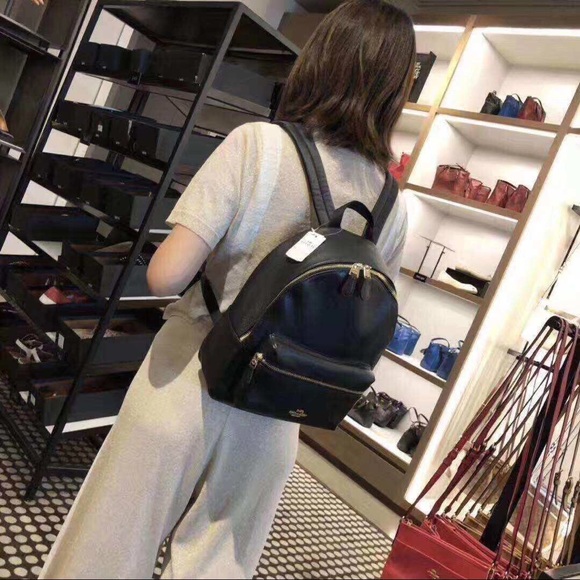 Coach Bags Coach Medium Charlie Backpack Black Pebble Leather